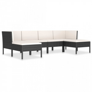 Set mobilier de gradina cu perne, 6 piese, negru, poliratan - V3056962V - Img 2