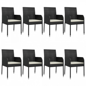 Set mobilier de grădină cu perne, 9 piese, negru, poliratan - V3185159V - Img 4
