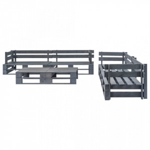 Set mobilier de gradina din paleti, 6 piese, gri, lemn - V276322V - Img 2