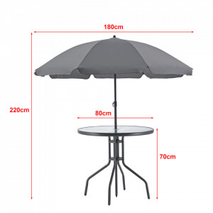 Set mobilier gradina, masa 4 x scaune pliabile 1 x umbrela, negru/gri inchis - P75702656 - Img 3