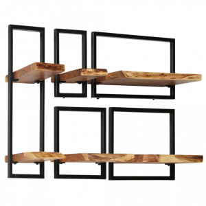 Set rafturi de perete 5 piese, lemn masiv de acacia si otel - V246014V - Img 3
