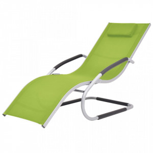 Șezlong cu pernă, verde, aluminiu și textilenă - V47780V - Img 2