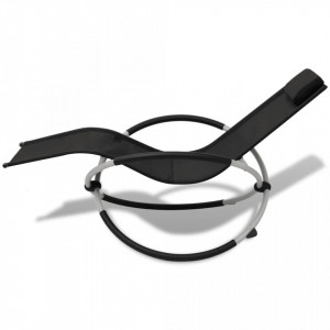 Șezlong de plajă geometric, negru și gri, oțel - V42400V