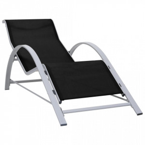 Șezlonguri de plajă cu masă, 2 buc., negru, aluminiu - V310534V - Img 4