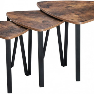SOMCI7 - Set 3x Masute cafea stil Industrial, 58.5 x 58.5 x 45.4 cm - Img 1