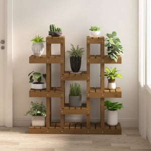 Suport pentru plante,maro miere,104,5x25x109,5cm lemn masiv pin - V822095V - Img 2
