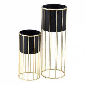 Suport plante, 2 bucati, metal, negru/auriu, masuri diferite - P72332341 - Img 3