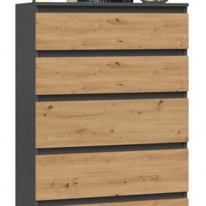 TECOAN-AR102 - Comoda, 70 x 40 x 112 cm, Antracit-Stejar Artisan, PAL - Img 3