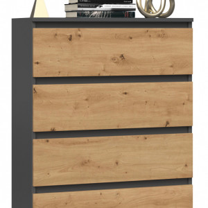 TECOAN-AR104 - Comoda, 70 x 40 x 97 cm, Antracit-Stejar Artisan, PAL - Img 2