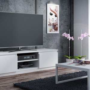 TECOTVA108 - Comoda TV 140 x 40 x 36 cm, Alb-Mat