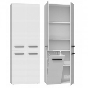 TEDUA109 - Dulap inalt baie, Alb-Mat 60 x 30 x 174 cm, PAL - Img 1
