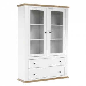 Vitrină, alb/stejar grand, 125x40x180 cm - TP264785 - Img 10