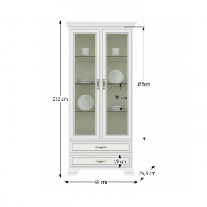 Vitrină cu sertare, woodline crem, 99x212x39,5 cm - TP147845 - Img 4