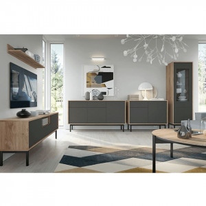Vitrină, stejar jaskson hickory/grafit, 104x185x39 cm - TP239077 - Img 4