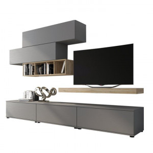 Ansamblu living, gri și culoarea stejar, 270x185x50 cm - TP256944 - Img 2