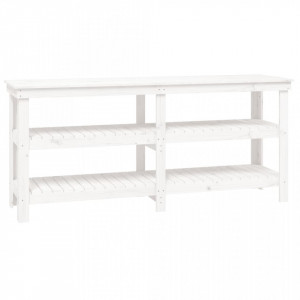 Banc de lucru, alb, 181x50x80 cm, lemn masiv pin - V823655V