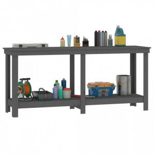 Banc de lucru, gri, 180x50x80 cm, lemn masiv pin - V822513V - Img 4