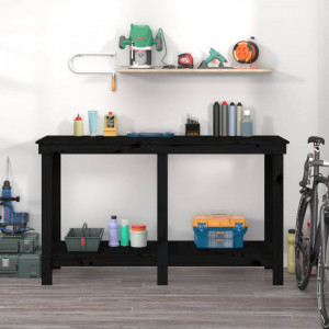 Banc de lucru, negru, 140x50x80 cm, lemn masiv pin - V822510V - Img 3