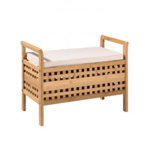 Bancă, băncuţă bambus natural si bej, 69 cm - TP233680