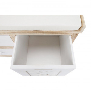 Bancă, băncuţă cu 4 sertare, alb si maro, 100 cm - TP206590 - Img 12