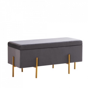 Bancă, băncuţă cu spaţiu pentru depozitare, gri, 100x45x45 - TP285402