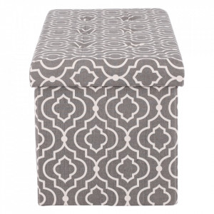 Bancă, băncuţă cu spaţiu pentru depozitare, gri cu imprimeu, 76x38x38 cm - TP297406 - Img 3