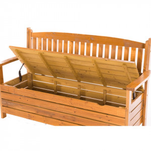 Bancă, băncuță de grădină, maro, cu lada, 150 cm - TP261035 - Img 5