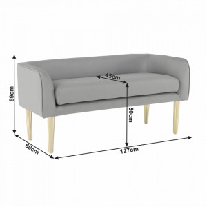 Bancă, băncuţă gri deschis si auriu, 127 cm - TP264317 - Img 7