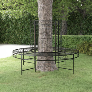 Bancă circulară de copac, negru, Ø137 cm, oțel - V318822V - Img 2