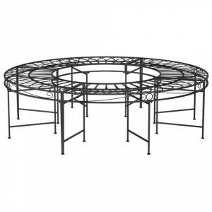 Bancă circulară de copac, negru, Ø160 cm, oțel - V318821V - Img 1