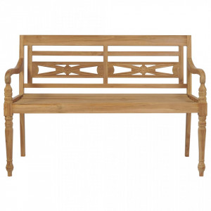 Bancă cu pernă gri taupe, 120 cm lemn masiv tec - V3062177V - Img 3