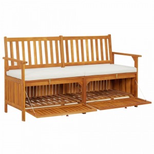 Bancă de depozitare cu pernă, 148 cm, lemn masiv de acacia - V316737V - Img 4