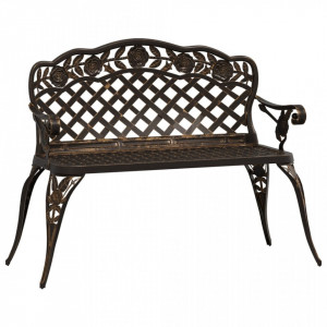 Bancă de grădină, bronz, 108 cm, aluminiu turnat - V317743V - Img 1