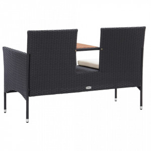 Banca de gradina cu masuta, 2 locuri, negru, 143 cm, poliratan - V46146V - Img 4