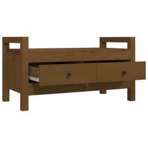 Bancă de hol, maro miere, 80x40x43 cm, lemn masiv pin - V821787V - Img 3