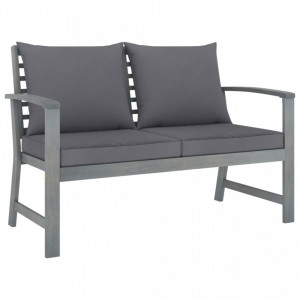 Bancă grădină cu pernă, gri închis, 120 cm, lemn masiv acacia - V311826V - Img 2