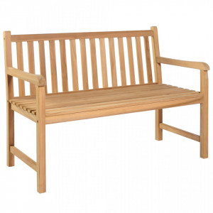 Bancă grădină, pernă albastru deschis, 120 cm, lemn masiv tec - V3062695V - Img 1