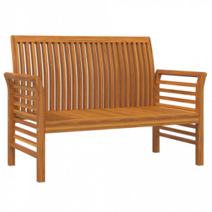 Banchetă canapea cu perne alb crem, lemn masiv de acacia - V312139V - Img 3