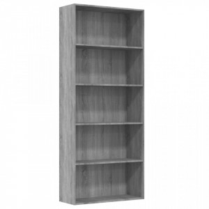 Bibliotecă 5 niveluri gri sonoma 80x30x189 cm lemn compozit - V815403V - Img 1