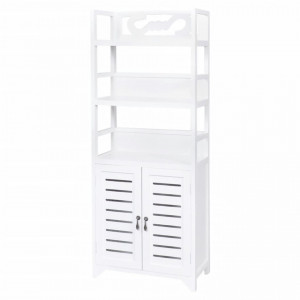 Bibliotecă, alb, 46x24x140 cm, lemn masiv de paulownia - V338505V