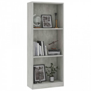 Biblioteca cu 3 rafturi, gri beton, 40 x 24 x 108 cm, PAL - V800832V - Img 3