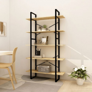 Bibliotecă cu 5 rafturi, 100x30x175 cm, lemn masiv de pin - V3082003V - Img 2