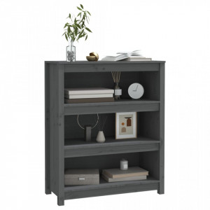 Bibliotecă, gri, 80x35x97 cm, lemn masiv de pin - V821681V - Img 4