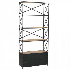 Biblioteca, lemn masiv de brad si otel, 80 x 32,5 x 180 cm - V246426V - Img 1