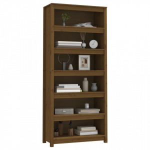 Bibliotecă, maro miere, 80x35x183 cm, lemn masiv de pin - V821697V - Img 4