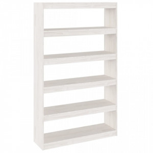 Bibliotecă/Separator cameră, alb 100x30x167,5 cm lemn masiv pin - V808224V