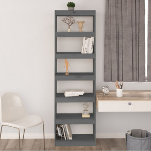 Bibliotecă/Separator cameră gri 60x30x199,5 cm lemn masiv pin - V808180V - Img 4