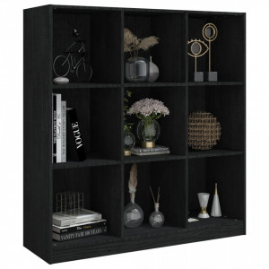 Bibliotecă/Separator cameră negru 104x33,5x110cm lemn masiv pin - V809976V - Img 4