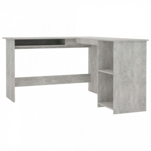 Birou de colt in forma de L, gri beton, 120 x 140 x 75 cm, PAL - V800751V - Img 2