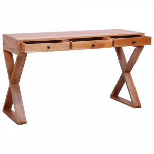 Birou de computer, natural, 115x47x77 cm, lemn masiv de mahon - V337083V - Img 4